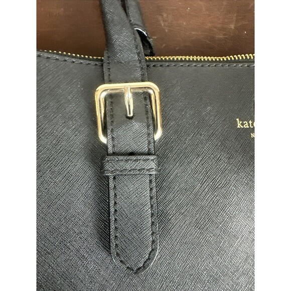 Kate Spade Leather Black Handbag Satchel Style Double Handles Classic Career - Picture 9 of 16